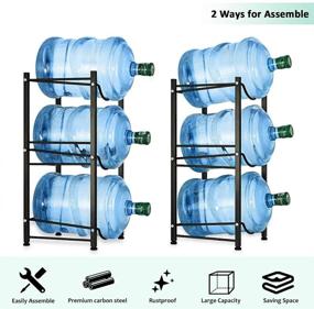 img 2 attached to 3-Tier Stackable Water Cooler Jug Rack for Home and Office Storage - Heavy Duty Black Water Bottle Holder Shelf Organizer, Ideal for 5 Gallon Water Bottles