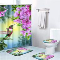 🚿 4-piece hummingbird shower curtain sets with non-slip rugs, toilet lid cover, and bath mat - durable, waterproof bathroom decor set (72"x72") logo