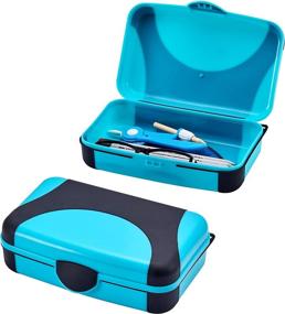 img 4 attached to 🖊 Durable Plastic Pencil Box - It's Academic Hard Pencil Case for Kids, Blue & Black, Kid-Friendly Design