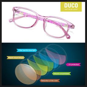 img 1 attached to 👓 Duco K023 Transparent Purple Blue Light Blocking Glasses for Kids - Anti-Glare Gaming Computer Eyeglasses Frames for Boys and Girls Age 5-10