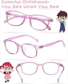 img 3 attached to 👓 Duco K023 Transparent Purple Blue Light Blocking Glasses for Kids - Anti-Glare Gaming Computer Eyeglasses Frames for Boys and Girls Age 5-10