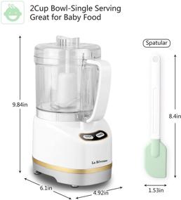 img 2 attached to La Reveuse Electric Mini Food Processor, Small Chopper, 200 Watts, 2-Cup Prep Bowl for Mincing, Chopping, Grinding, Blending, Pureeing, White