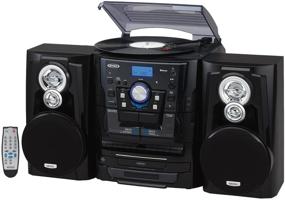 img 3 attached to 🎵 Jensen JMC1250 Bluetooth Turntable with 3-Speed Stereo, CD Changer, and Dual Cassette Deck (JMC-1250)