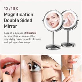 img 3 attached to 💄 Benbilry Lighted Makeup Mirror: 10x Magnifying Double Sided LED Vanity Mirror with Lights and Magnification, Battery Operated 360 Degree Rotation - 7 Inch Cordless Shaving Mirror for Bathroom Bedroom