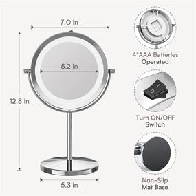 img 2 attached to 💄 Benbilry Lighted Makeup Mirror: 10x Magnifying Double Sided LED Vanity Mirror with Lights and Magnification, Battery Operated 360 Degree Rotation - 7 Inch Cordless Shaving Mirror for Bathroom Bedroom
