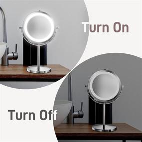 img 1 attached to 💄 Benbilry Lighted Makeup Mirror: 10x Magnifying Double Sided LED Vanity Mirror with Lights and Magnification, Battery Operated 360 Degree Rotation - 7 Inch Cordless Shaving Mirror for Bathroom Bedroom