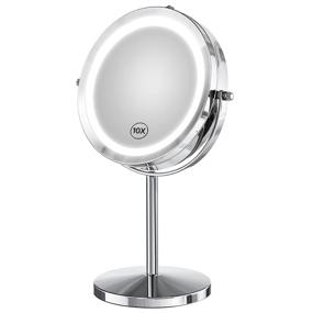 img 4 attached to 💄 Benbilry Lighted Makeup Mirror: 10x Magnifying Double Sided LED Vanity Mirror with Lights and Magnification, Battery Operated 360 Degree Rotation - 7 Inch Cordless Shaving Mirror for Bathroom Bedroom