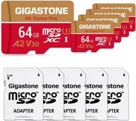 🔒 5-летняя бесплатная восстановление данных - gigastone 64 гб 5-пакет micro sd карта для nintendo-switch, gopro, видеокамеры безопасности, dji - 4k game pro, microsdxc карта памяти - uhd video, скорость чтения/записи до 95/35 мб/с - uhs-i u3 a1 v30 c10. логотип