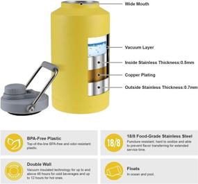 img 2 attached to Tahoe Trails 128oz Vacuum Insulated Water Bottle | 1 Gallon Stainless Steel Double Walled Water Jug | 18/8 Food-Grade Stainless Steel Insulated Water Bottle for Hot and Cold Drinks | YELLOW