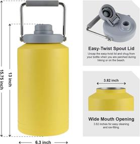 img 1 attached to Tahoe Trails 128oz Vacuum Insulated Water Bottle | 1 Gallon Stainless Steel Double Walled Water Jug | 18/8 Food-Grade Stainless Steel Insulated Water Bottle for Hot and Cold Drinks | YELLOW