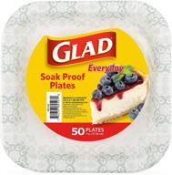 🍽 glad square soak proof disposable paper plates with gray victorian print, cut-proof & microwaveable heavy duty plates, 7 inches, 50 count - square party paper plates bulk logo