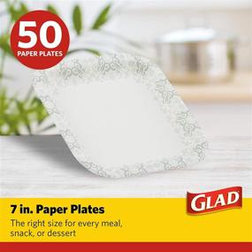 img 3 attached to 🍽 Glad Square Soak Proof Disposable Paper Plates with Gray Victorian Print, Cut-Proof & Microwaveable Heavy Duty Plates, 7 Inches, 50 Count - Square Party Paper Plates Bulk