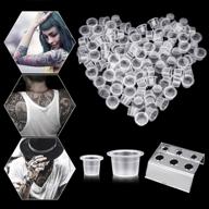 🖌️ tattoo ink caps cups: set of 200 small and 200 medium for tattoo supplies, stick and poke tattoo kit, tattoo kits, tattoo needles, tattoo machine - includes 2 ink cup holder stands logo