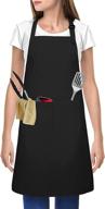 👨 kukima adjustable bib apron: water and oil stain resistant black chef cooking apron with 2 pockets for men and women (1 pack) логотип