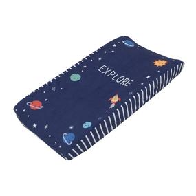 img 2 attached to NoJo Little Love: 'Love You to The Moon' Navy & Multi Color Cosmic Changing Pad Covers - Super Soft 2 Piece Set!