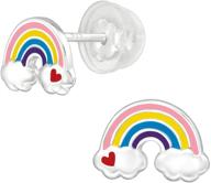 🌈 hypoallergenic 925 sterling silver colorful rainbow stud earrings with silicone-coated push backs – perfect for girls and women | aube jewelry logo