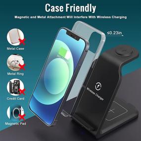 img 1 attached to 🔌 Popveen 3-in-1 Wireless Charger: Fast Charging Station for Apple iWatch, AirPods, and iPhone 12/11 Series with Adapter