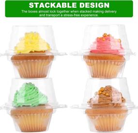 img 1 attached to 🧁 100-Pack Individual Cupcake Containers - Aoeoe Plastic Cupcake Holders with Lid - Disposable Clear Cupcake Boxes - Single Cupcake Holder - Stackable Deep Dome Cupcake Carrier