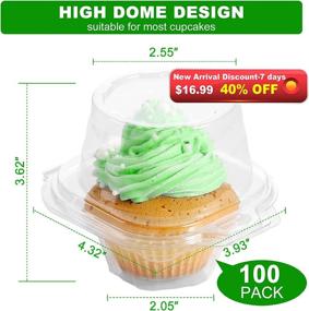 img 3 attached to 🧁 100-Pack Individual Cupcake Containers - Aoeoe Plastic Cupcake Holders with Lid - Disposable Clear Cupcake Boxes - Single Cupcake Holder - Stackable Deep Dome Cupcake Carrier