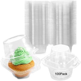 img 4 attached to 🧁 100-Pack Individual Cupcake Containers - Aoeoe Plastic Cupcake Holders with Lid - Disposable Clear Cupcake Boxes - Single Cupcake Holder - Stackable Deep Dome Cupcake Carrier