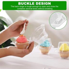 img 2 attached to 🧁 100-Pack Individual Cupcake Containers - Aoeoe Plastic Cupcake Holders with Lid - Disposable Clear Cupcake Boxes - Single Cupcake Holder - Stackable Deep Dome Cupcake Carrier