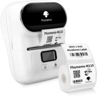 🏷️ phomemo m110s portable mini bluetooth label maker machine - thermal barcode label maker for business labeling, barcode, office, cable, retail – compatible with android & ios, white logo