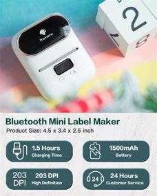 img 1 attached to 🏷️ Phomemo M110S Portable Mini Bluetooth Label Maker Machine - Thermal Barcode Label Maker for Business Labeling, Barcode, Office, Cable, Retail – Compatible with Android & iOS, White
