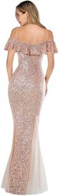 img 2 attached to 👗 ARFAR Women's Sequin Tulle Evening Party Dress with Spaghetti Strap Ruffles, Formal Maxi Long Dress for Prom Gowns