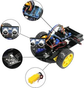 img 1 attached to LAFVIN Smart Robot Car 2WD Chassis Kit with Ultrasonic Module R3 Board: Arduino Compatible DIY Kit for Remote Control Programming