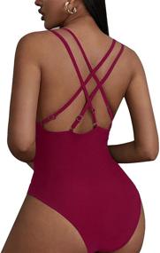 img 3 attached to 🩱 Ekouaer Women's Sexy Criss Cross One Piece Swimsuit - Deep V Neck Monokini Swimwear, Size S-XXL