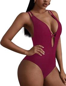 img 2 attached to 🩱 Ekouaer Women's Sexy Criss Cross One Piece Swimsuit - Deep V Neck Monokini Swimwear, Size S-XXL