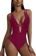 🩱 ekouaer women's sexy criss cross one piece swimsuit - deep v neck monokini swimwear, size s-xxl logo