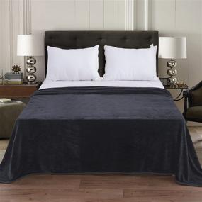 img 2 attached to 🛏️ 350GSM Lightweight Polar Fleece Blanket Queen Size - Extra Soft Brush Fabric, Super Warm Sofa Blanket for The Bed - Charcoal Grey Queen, 90" x 90