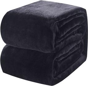 img 4 attached to 🛏️ 350GSM Lightweight Polar Fleece Blanket Queen Size - Extra Soft Brush Fabric, Super Warm Sofa Blanket for The Bed - Charcoal Grey Queen, 90" x 90