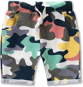 img 4 attached to 🩳 Elastic Cotton Boys' Shorts - GLEAMING GRAIN Shorts for Stylish Comfort