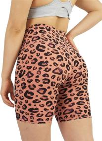 img 3 attached to 🩲 AJISAI Women's High Waisted Print Yoga Workout Compression Shorts - 9 Inch