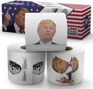 🤣 donald trump toilet paper – presidential pack - 3 rolls – political humor gag gift - 2 full color rolls + 1 trump's funniest tweets roll - three ply bathroom tissue 200 sheets per roll logo