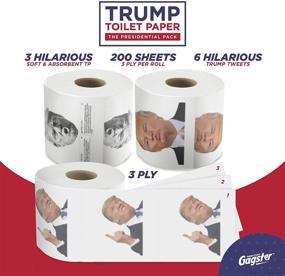 img 1 attached to 🤣 Donald Trump Toilet Paper – Presidential Pack - 3 Rolls – Political Humor Gag Gift - 2 Full Color Rolls + 1 Trump's Funniest Tweets Roll - Three Ply Bathroom Tissue 200 Sheets Per Roll