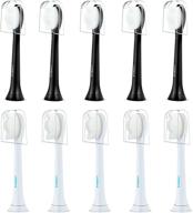 🦷 10-pack lasmile replacement brush heads – compatible with all snap-on philips sonicare toothbrush heads – micro-nano soft electric toothbrush replacement heads for sensitive teeth adult – white/black logo