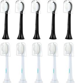 img 4 attached to 🦷 10-Pack LASMILE Replacement Brush Heads – Compatible with All Snap-On Philips Sonicare Toothbrush Heads – Micro-Nano Soft Electric Toothbrush Replacement Heads for Sensitive Teeth Adult – White/Black