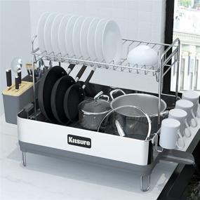 img 4 attached to 🍽️ Kitsure 2-Tier Dish Rack: Large Capacity, Rustproof & Durable with Easy Installation