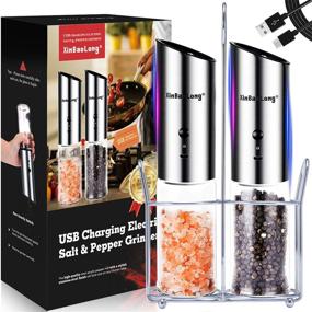 img 4 attached to 🔌 [2021 Best-Selling] XinBaoLong USB Rechargeable Salt and Pepper Grinder - Stainless Steel Mill with Adjustable Coarseness and Compact Design - Refillable Gravity Electric Grinder