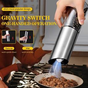 img 2 attached to 🔌 [2021 Best-Selling] XinBaoLong USB Rechargeable Salt and Pepper Grinder - Stainless Steel Mill with Adjustable Coarseness and Compact Design - Refillable Gravity Electric Grinder