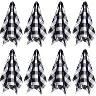 🧺 set of 8 washable buffalo check dish towels – classic plaid napkins ideal for family dinners, kitchen dining table, barbecue, picnics, and everyday use – machine washable black and white логотип