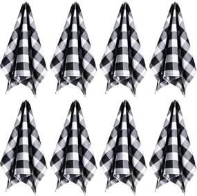 img 4 attached to 🧺 Set of 8 Washable Buffalo Check Dish Towels – Classic Plaid Napkins Ideal for Family Dinners, Kitchen Dining Table, Barbecue, Picnics, and Everyday Use – Machine Washable Black and White