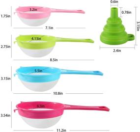 img 2 attached to 🥦 BENBO 4-Piece Plastic Mesh Strainer Colander Set with Long Handle – Ideal for Food, Soy Milk, Flour Sieving, Fine Straining, Tea Filtering. Includes Silicone Foldable Funnel! Perfect for Kitchen and Cooking Needs.