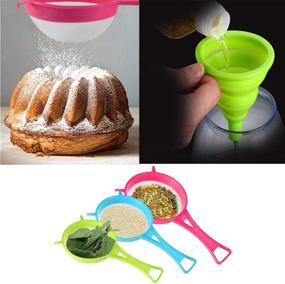 img 3 attached to 🥦 BENBO 4-Piece Plastic Mesh Strainer Colander Set with Long Handle – Ideal for Food, Soy Milk, Flour Sieving, Fine Straining, Tea Filtering. Includes Silicone Foldable Funnel! Perfect for Kitchen and Cooking Needs.