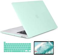 📱 batianda soft touch hard shell plastic case & silicone keyboard cover & screen protector for macbook pro 13 with touch bar, green - a2159 a1989 a1706 release 2019 2018 2017 2016 logo