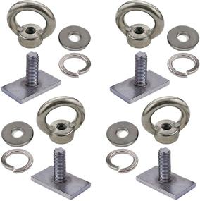 img 4 attached to 🔩 Pmsanzay Pack of 4 Heavy Duty Stainless Steel M8 Eye Nuts - Track Mount Tie Down Eyelet for Bungee Cord or Rope Anchoring, Complete Anchoring Kit