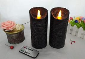 img 1 attached to Large Black LED Candles Set Of 2 With Realistic Moving Flame -Real Wax Battery Pillar Candles With Remote And 24 Hour Cycle Timer(2/4/6/8Hrs Option)